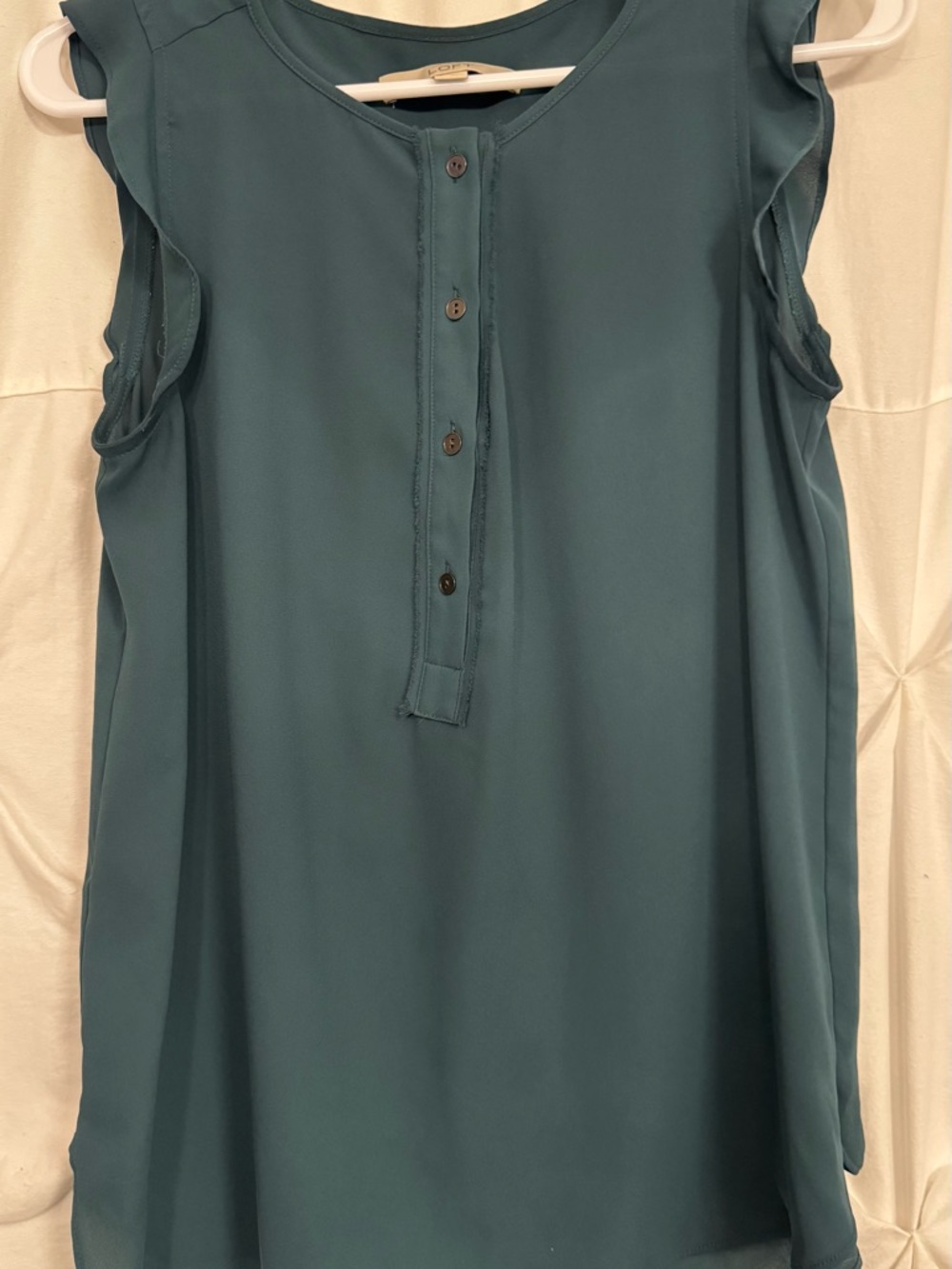 Loft Sleeveless Button Sleeveless Top Blouse Dark Teal Peacock Small